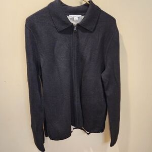 PENDLETON Men's Black Merino Wool Full Zip Sweater Size XL